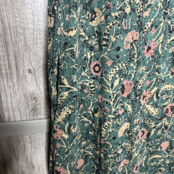 Peruvian Connection Short Floral Dress Green Color Floral Print Pockets Size M - Picture 3 of 7